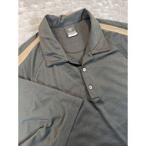 Nike Polo Shirt Mens XL  Black W/ Brown‎ Stripes Collar Drifit Performance